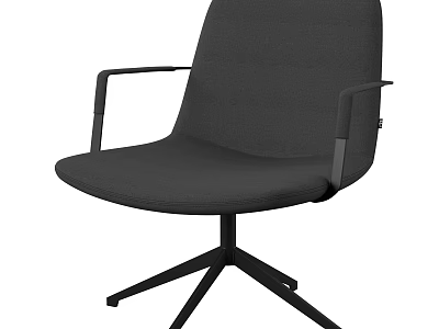 Modern Gray Office Chair with Armrests Black Metal Base and Swivel Design 3d model