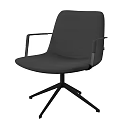 Modern Gray Office Chair with Armrests Black Metal Base and Swivel Design