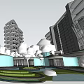 Modern High Rise Residential Complex With Open Green Spaces And Water Features