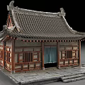Ancient Chinese Traditional Architecture With Tiled Roof Carved Details Wooden Structure And Stone Slab Floor