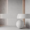Textured White And Light Brown Architectural Components With Smooth Spherical Element