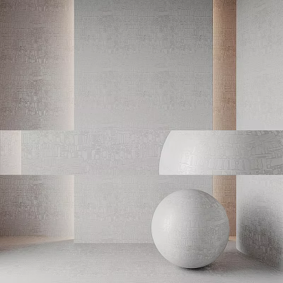 Textured White And Light Brown Architectural Components With Smooth Spherical Element 3d model