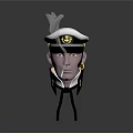 Cartoon Captain Character Wearing White Hat Holding Ghost Like Creature
