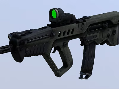 Modern Tactical Rifle With Green Dot Sight Black And Green Design Ergonomic Grip Detachable Magazine 3d model