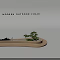 Modern Outdoor Chair With Wooden Design And Natural Plants In Garden
