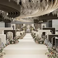 Elegant Banquet Hall Interior With Flower Aisle Arches And Hanging Decor