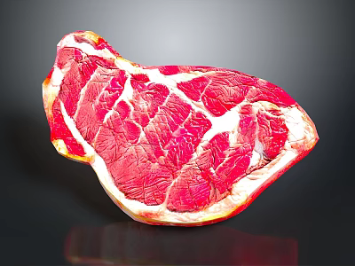 Fresh Raw Beef Steak With Red Marbling Texture On Black Background 3d model