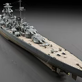 Large Battleship With Main Turrets And Multilevel Superstructure On Wooden Deck 3d model