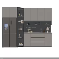 Modern Kitchen Wine Cabinet With Glass Doors Wine Bottles And Storage Shelves Design