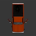 Red Pickup Truck 3D Model With Open Doors And Stylish Design