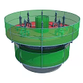 Green Circular Multi Layered Building Component With Protective Netting And Red Core Section 3d model