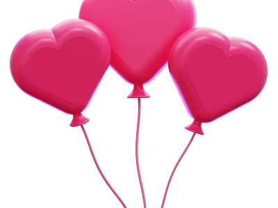 Pink Heart Shaped Balloons Decorative Ornament Set for Home Party Decoration 3d model