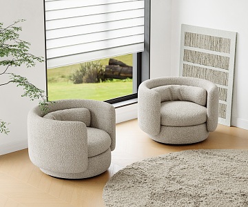 Modern Embossed Sofa Chair Lazy Sofa Lamb Wool Sofa Chair Single Sofa Chair Lamb Wool Carpet 3d model