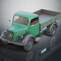 Green Mercedes-Benz Vintage Truck Model With Open Cargo Bed And Classic Design