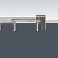 Modern Entrance Gate Design With Portico Awning Columns Red Sign And Brick Wall