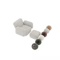 Modern Single Sofa with Black and White Striped Fabric and Ottoman