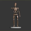 Brown Mechanical Robot Character Standing On White Base With Articulated Joints