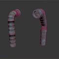 Two Curved Industrial Metal Pipes With Textured Surface And Durable Construction