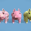 Three Colorful Piggy Banks With Unique Patterns And Designs On Blue Background