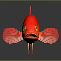 Red Fish With Red Fins Yellow Eyes Orange Spots On Gray Background With Reflection