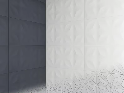 Geometric Pattern Tiles In Gray And White For Daily Washing Bathroom Walls 3d model