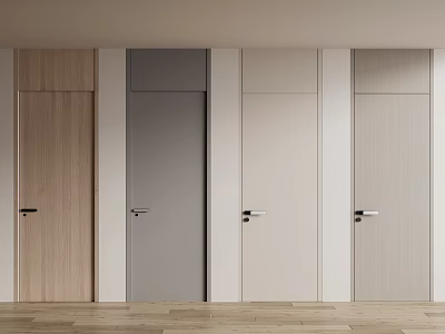 Modern Hinged Doors with Wooden Texture in Neutral Tones for Home Interior 3d model