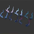 Colorful Curved Glowing Plants With Blue Pink Purple Hues In Abstract Design