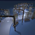Contemporary Commercial Equipment Showroom Setup With Illuminated Stands And Display Structures