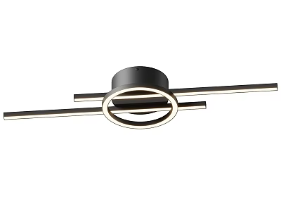 Modern Black Ceiling Light With Circular Ring And Horizontal Bars Design 3d model