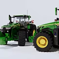 Two Green Tractors Functional Utility Vehicles With Heavy Duty Wheels And Agricultural Use