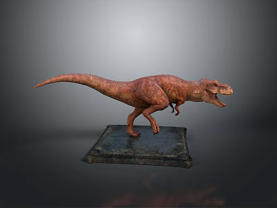 Realistic Brown T Rex Dinosaur Model Standing On Black Display Base 3d model