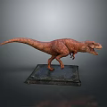 Realistic Brown T Rex Dinosaur Model Standing On Black Display Base 3d model