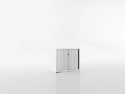 Modern White Bookcase With Two Doors And Smooth Surface Minimalist Design 3d model