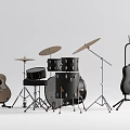 Acoustic Guitars Drum Set With Drumsticks Cymbals And Guitar Stand For Music