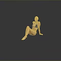 Woman In Black Bikini Sitting On Reflective Floor With Grey Black Gradient Background