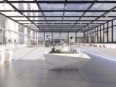 Modern Laboratory Interior Design With Glass Walls Workstations And Advanced Equipment 3d model