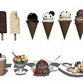Delicious Assorted Ice Cream Treats Bars Cones Sundaes Milkshakes With Toppings And Flavors