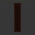 Dark Red Wooden Display Cabinet With Glass Doors And Bottom Storage Drawers
