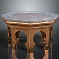 Elegant Octagonal Dining Table Set With Marble Top And Golden Arched Base 3d model