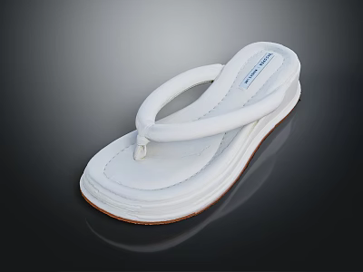 White Flip Flops With Thick Comfortable Sole Casual Summer Footwear Design 3d model