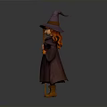 Man In Purple Wizard Hat And Robe Holding Wooden Staff With Red Hair