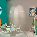 Pastel Colored Clothing Store Interior With Fashion Displays Brand Signage And Seating Area