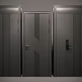 Modern Dark Gray Security Doors With Linear Patterns And Secure Lock Systems