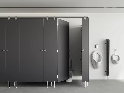 public toilet cubicle urinal toilet 3d model