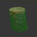 Natural Wooden Stump With Rough Bark And Smooth Cross Section Surface