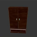 Wooden Double Door Cabinet With Silver Handles And Base Trim Design
