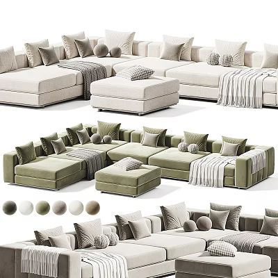 Modern Large Modular Sectional Sofa With Decorative Pillows Ottoman And Multiple Color Choices For Home 3d model