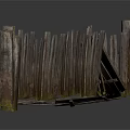 Architectural Wooden Fence Structure Featuring Curved Segments And Outdoor Garden Design