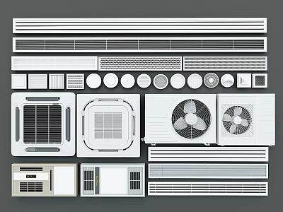 Various Types Of Air Conditioner Air Vents With Modern Designs And Shapes 3d model