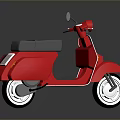 Red Classic Scooter With Gray Seat And Shiny Reflection Design 3d model